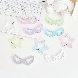Llavero de Ala Estrella de Acrílico con Purpurina Colgante de Bolsa para Mujer Estilo Coreano Color Macarrón Decoración de Ala Estrella
