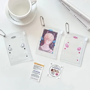 Porte-cartes en PVC transparent ailes d'ange noir bleu et rose avec chaînes à billes