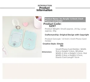 Detail view of light blue acrylic photo card holders with spiral wrist cords and dot patterns