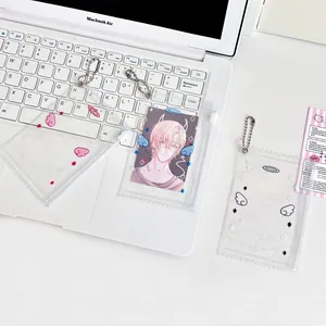 Porte-cartes photo en PVC transparent avec ailes d'ange et chaîne à billes