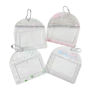 Set di 4 porta card orizzontali da 3 pollici in PVC con motivi di ciliegio e quadrifoglio