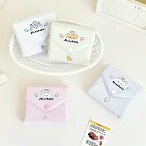 Cute cartoon animal envelope card holders in four pastel colors with snap button closure