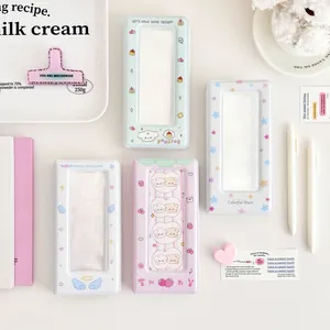 Kawaii Ins Stijl Mini Fotoalbum PVC Kaarthouder Met Venster Schattige Aardbei Engel Sterren Patroon Voor Idol Kaartverzameling