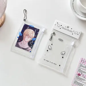 Porte-cartes photo en PVC transparent avec motif d'ailes et fermeture à glissière