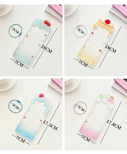 Detail showing acrylic card holders with dessert designs and exact size dimensions
