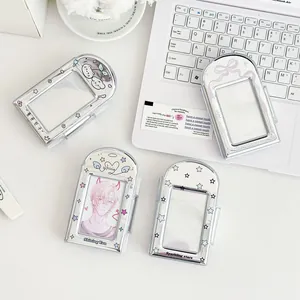 Silber Laser Mini Fotoalbum PVC Kpop Fotokartenhalter Cartoon Tragbares Sammelbuch Für Idol Karten Polaroids Erinnerungen