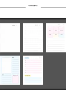 Detailed interior page layouts of angel wing notebook featuring planner and todo list