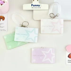 Pastel angel wing 1-inch ID card holder with acrylic magnetic design and star pattern