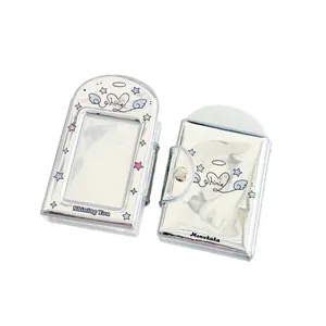 Silbernes Laser-Fotokarten-Set mit Y2K-Stern- und Herzdesign für K-Pop-Karten