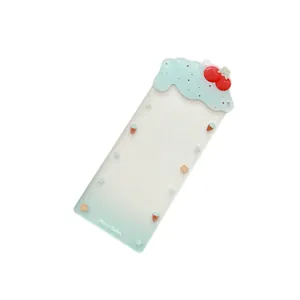 Transparent acrylic photocard holder with blue cream waves and red cherry charms
