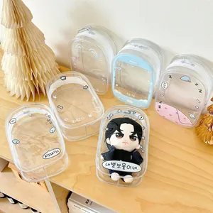 Transparent PVC doll display storage bag with stylish prints and top zipper closure