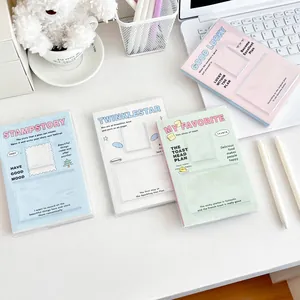 Minimalist PVC cover notebook set with card slots in pastel colors for journaling