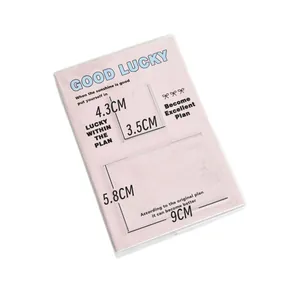 Pink angel wings notebook cover with card slots showing internal dimensions for PVC sleeves