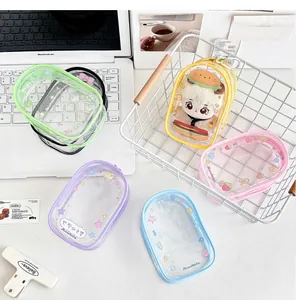 Set de estuches de PVC transparente con cremallera y diseños de dibujos animados