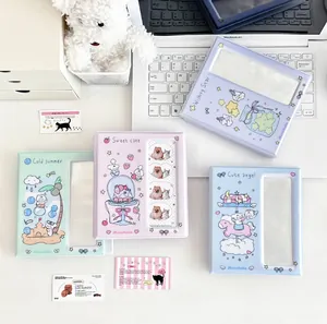 Detail of colorful cartoon photo albums for photocards in various pastel aesthetics