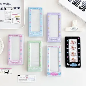Pastel PVC card binders with angel wing designs and transparent photo windows in six colors