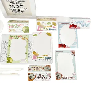 Set de papelería de postres americanos con diseños de frutas y helados dulces