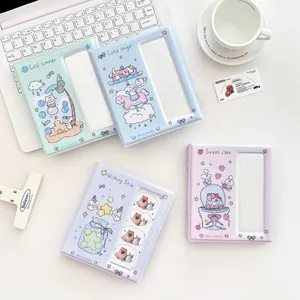 Women Cute Cartoon PVC Photocard Collector Book Portable Grid Mini Photo Album Card Storage Folder With Display Window