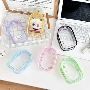 Mini bolsas de almacenamiento de PVC transparente de colores con dibujos para muñecos