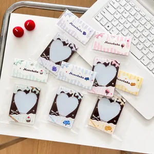 Chocolate series 3-inch acrylic photo card holders with heart window in five pastel colors