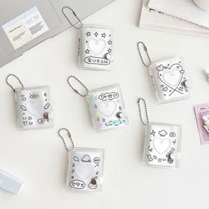 Glitter transparent mini photo album for idol photocards with cute heart patterns