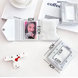 Detailed size parameters for silver star card holder and white leather envelope album
