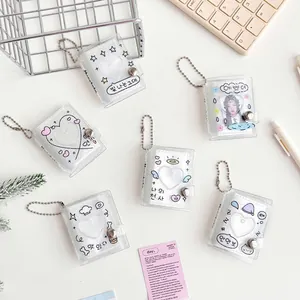 Glitter mini photo album set with heart window and ball chain for idol cards