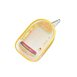Estuche de PVC con cremallera amarilla y gancho de metal para juguetes y accesorios