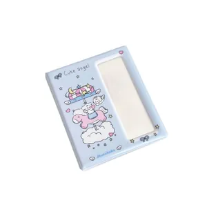 Cute light blue cartoon photocard album featuring unicorn and carousel illustrations