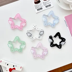 Stern Engelsflügel Acryl Schlüsselanhänger Dekorativer Taschenanhänger Karabiner Für Damen Mädchen Rucksack Zubehör Bunter Stern Anhänger
