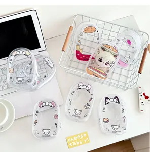 Detailed view of PVC doll display bags with cute food cartoon prints and zipper design