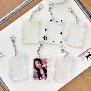 Acryl Stern Fotokartenhalter Mit Stern Schlüsselanhänger Niedliche Tragbare Kartenschutzhülle Für Idol Fotos ID Karten