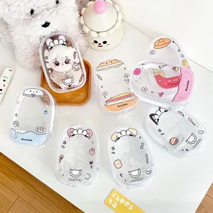 Clear PVC Cartoon Food Animal Doll Storage Bag With Metal Clip Portable Mini Zipper Display Pouch For Plush Toys Women Kids
