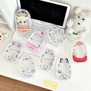 Transparent PVC cartoon bag for doll storage with secure zipper and metal hook