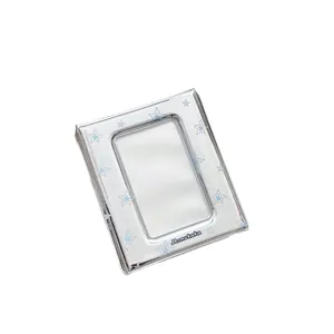 Silver envelope photo album with blue stars for K-pop photocard storage and display