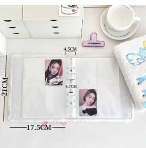 Macro shot of white plush A6 binder with dimensions 21x17.5cm for photo cards