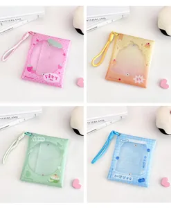 Cute fruit themed PVC card holders with elastic lanyards and transparent windows