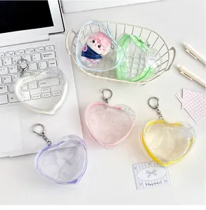 Pack de 5 bolsas transparentes de PVC en forma de corazón con cremalleras de colores y llavero