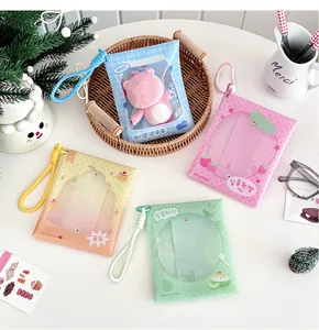 Clear PVC doll storage bags in four colors with cute strawberry and fruit patterns