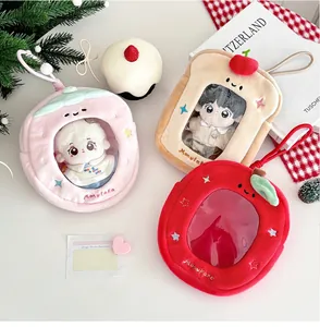 Détails de pochettes en peluche forme fruit avec fenêtres transparentes en PVC