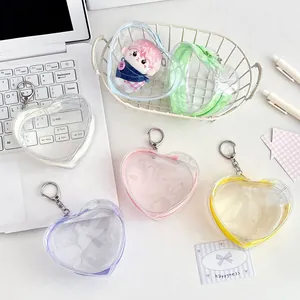Llavero de bolsa de almacenamiento de PVC transparente con forma de corazón colorido