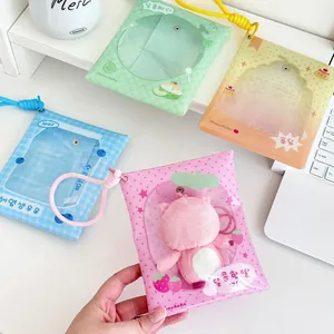 Monukaka 10cm doll storage pouches in colorful PVC with strawberry and polka dot patterns
