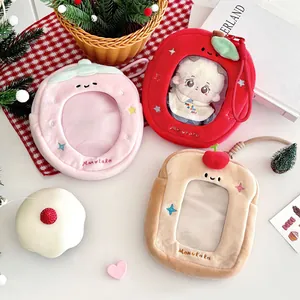Sacs en peluche fraise pomme et toast avec fenêtre PVC pour ranger de petites poupées