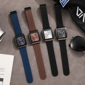Orologi da uomo quadrati al quarzo con cinturini in silicone in quattro colori MkyCky