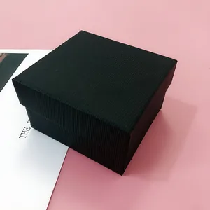 Elegante Caja de Regalo para Reloj Negra Textura de Rayas Cartón Embalaje de Joyería Con Forro de Esponja Para Reloj