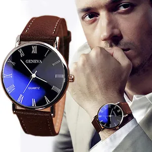 Herren Business Casual Armbanduhr Römische Ziffern Zifferblatt Quarzwerk Legierungsgehäuse Kunstlederarmband Klassisch Mode Minimalistisch
