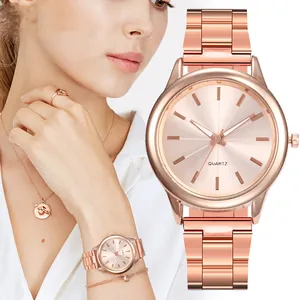 Women's Fashion Quartz Watch With Stainless Steel Link Strap Minimalist Round Analog Dial Elegant Business Ladies Wristwatch Dress Jewelry