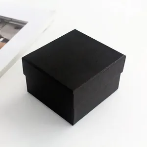 Caja de regalo cuadrada negra con textura de grano cruzado para relojes y joyería