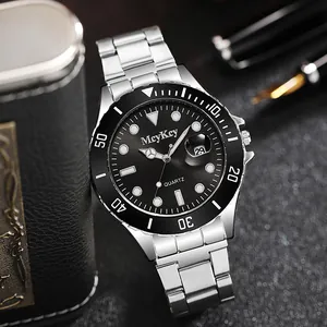 Heren Business Casual Quartz Horloge Roestvrijstalen Band Diver Stijl Draaibare Ring Kalender Polshorloge Sieraden Cadeau Voor Mannen
