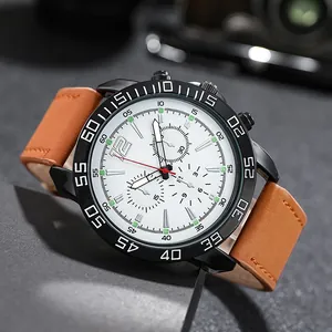 Men Outdoor Sports Quartz Watch Luminous Alloy Case Faux Leather Strap Casual Business Wristwatch Fashion For Men